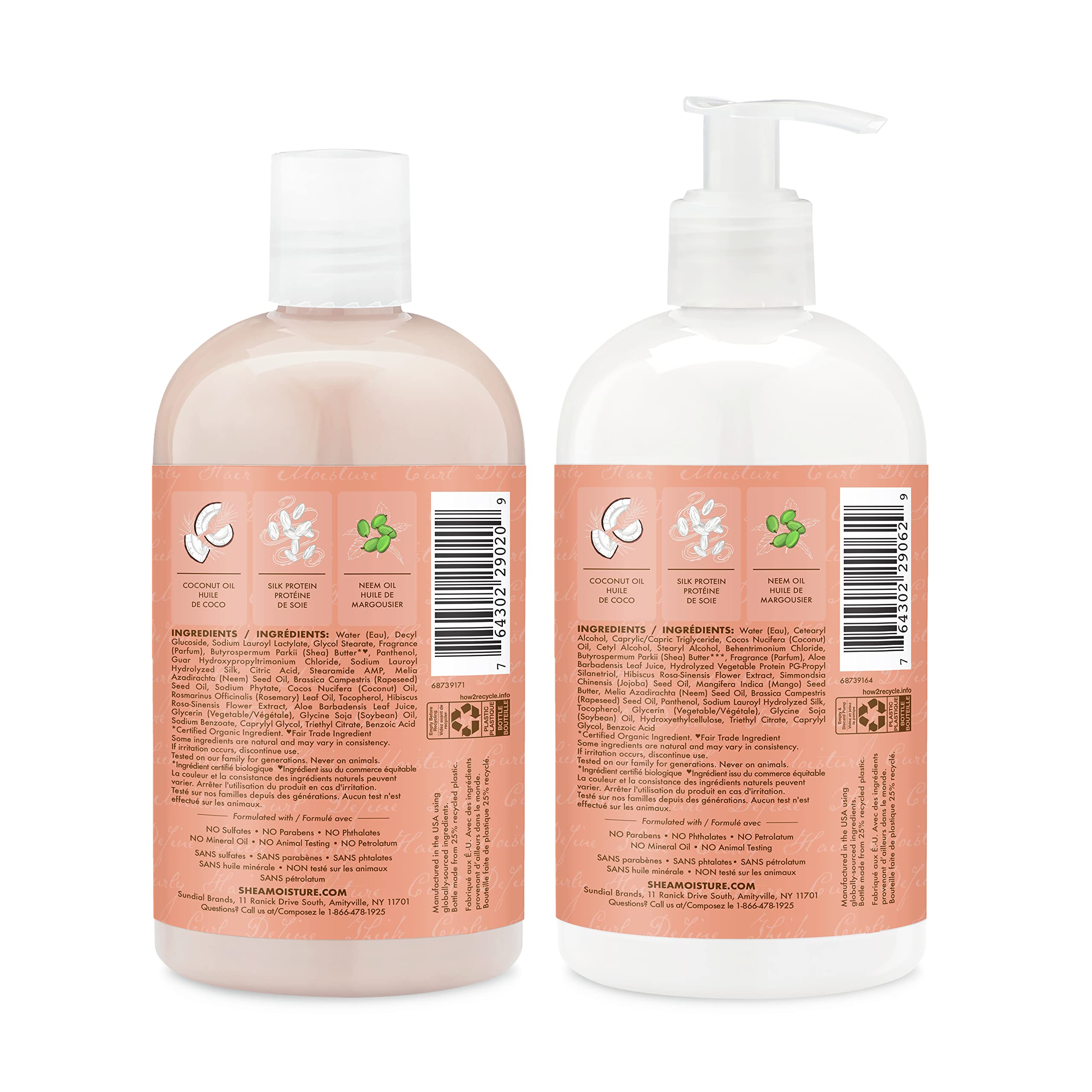 Shea Moisture Coconut & Hibiscus Curl & Shine Gift Set with Shampoo & Conditioner for Thick, Curly Hair 384 ml (Pack of 2)
