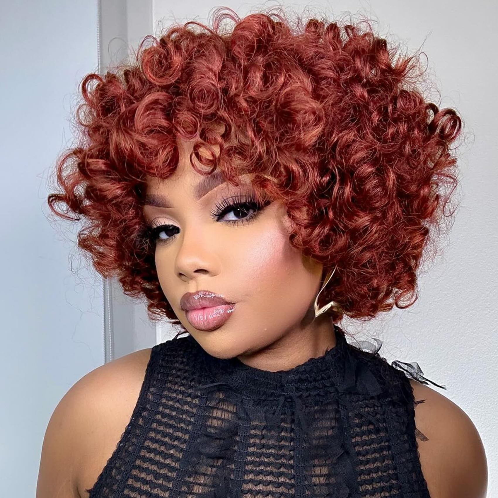7 Packs GoGo Curl Crochet Hair 10 Inch Short Curly Crochet Hair for Women Water Wave Beach Curl Deep Twist Crochet Braids Synthetic Braiding Hair Extensions(10 Inch, Reddish Brown)