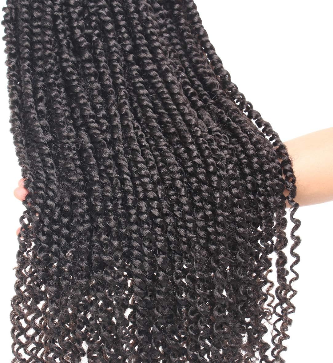 Leeven 22 Inch 8 packs Pre-twisted Passion Twist Crochet Hair 12 Roots/pack Pre-looped Crochet Braids Hair for Passion Twist Braiding Hair Natural Black Twists Hair