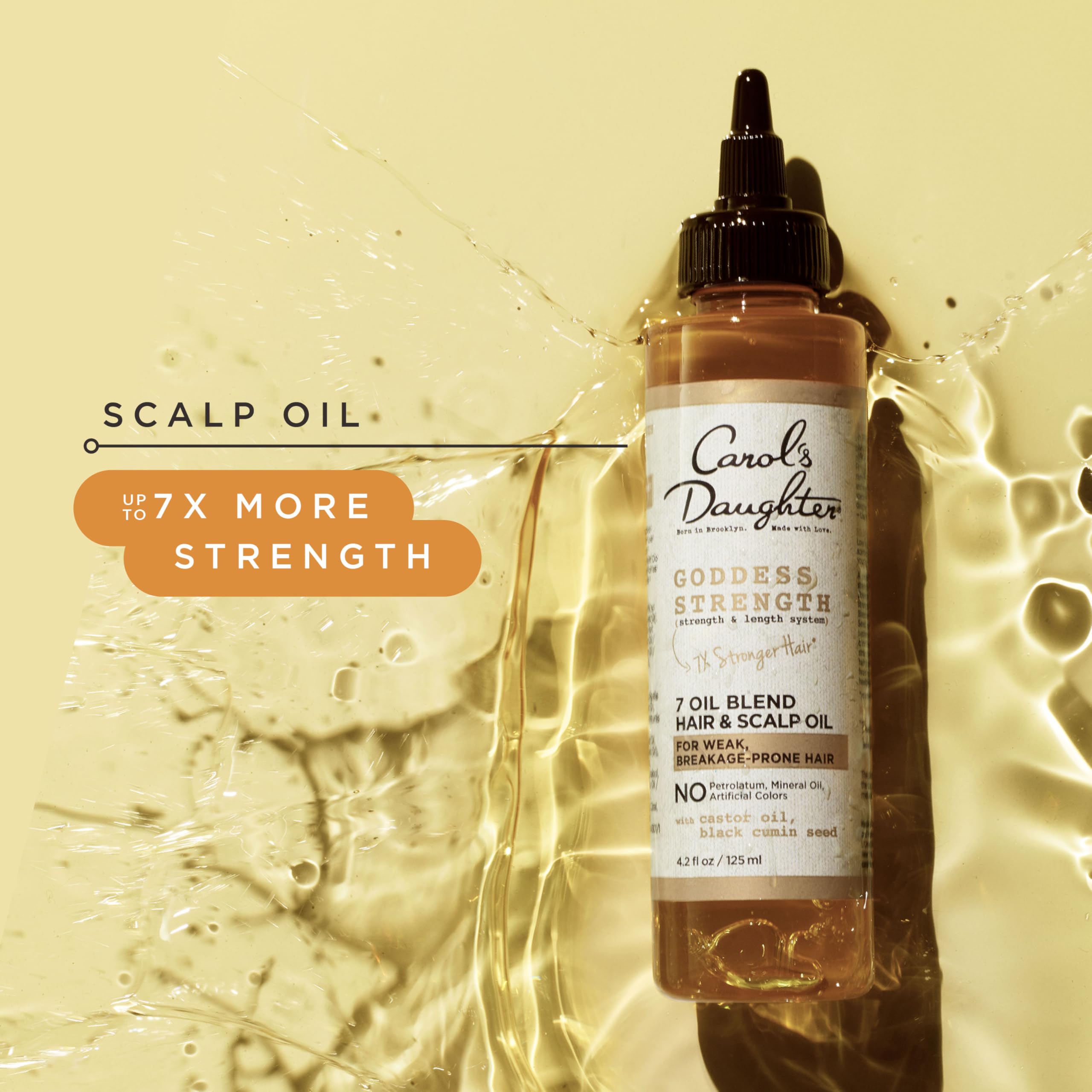 Carol's Daughter Goddess Strength Scalp and Hair Oil for Curly, Wavy, Coily Hair, Treatment with Castor Oil for Weak, Stronger Hair, 125ml