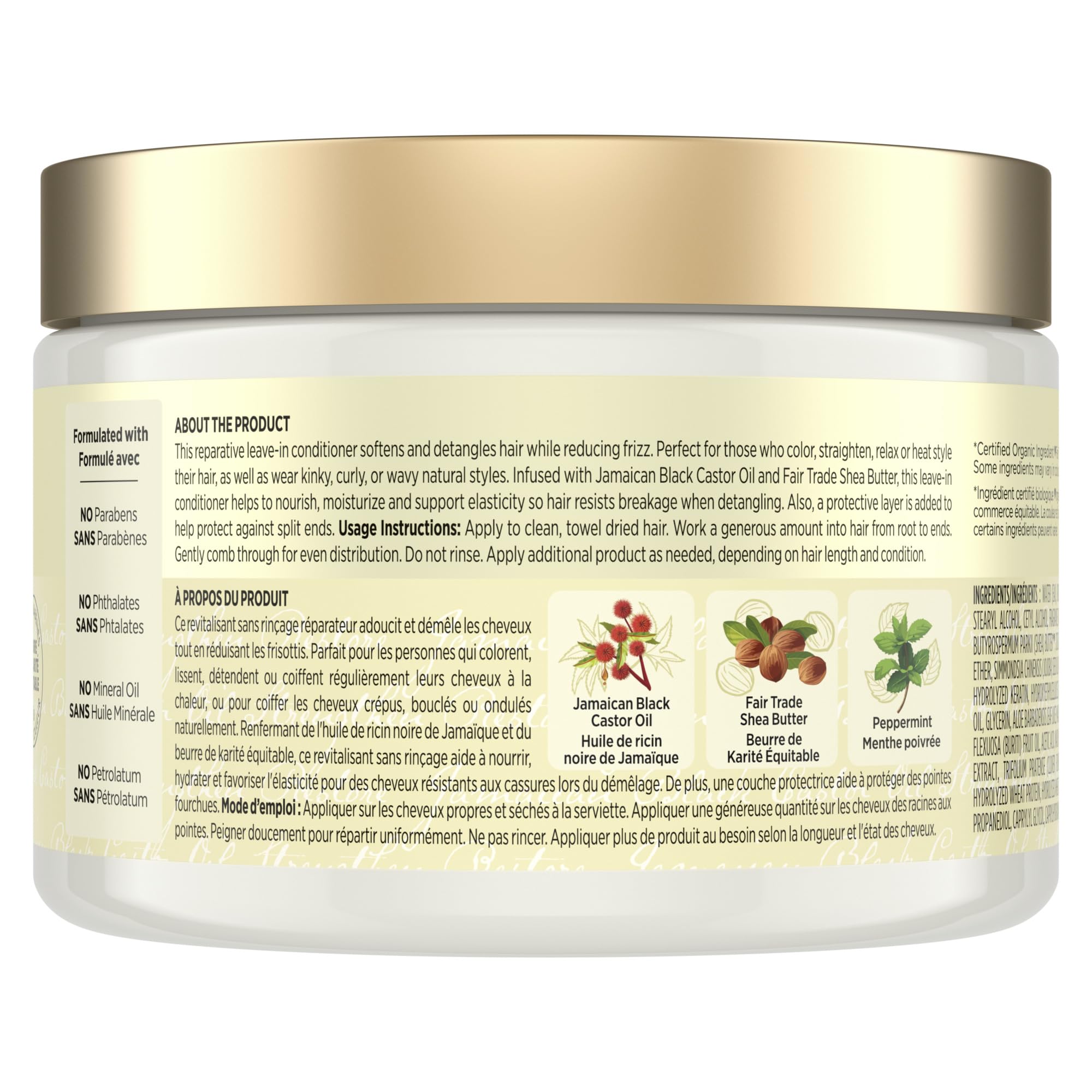 SheaMoisture Jamaican Black Castor Oil Strengthen & Restore for damaged or chemically processed hair Leave-In Conditioner cruelty-free hair treatment 340mL