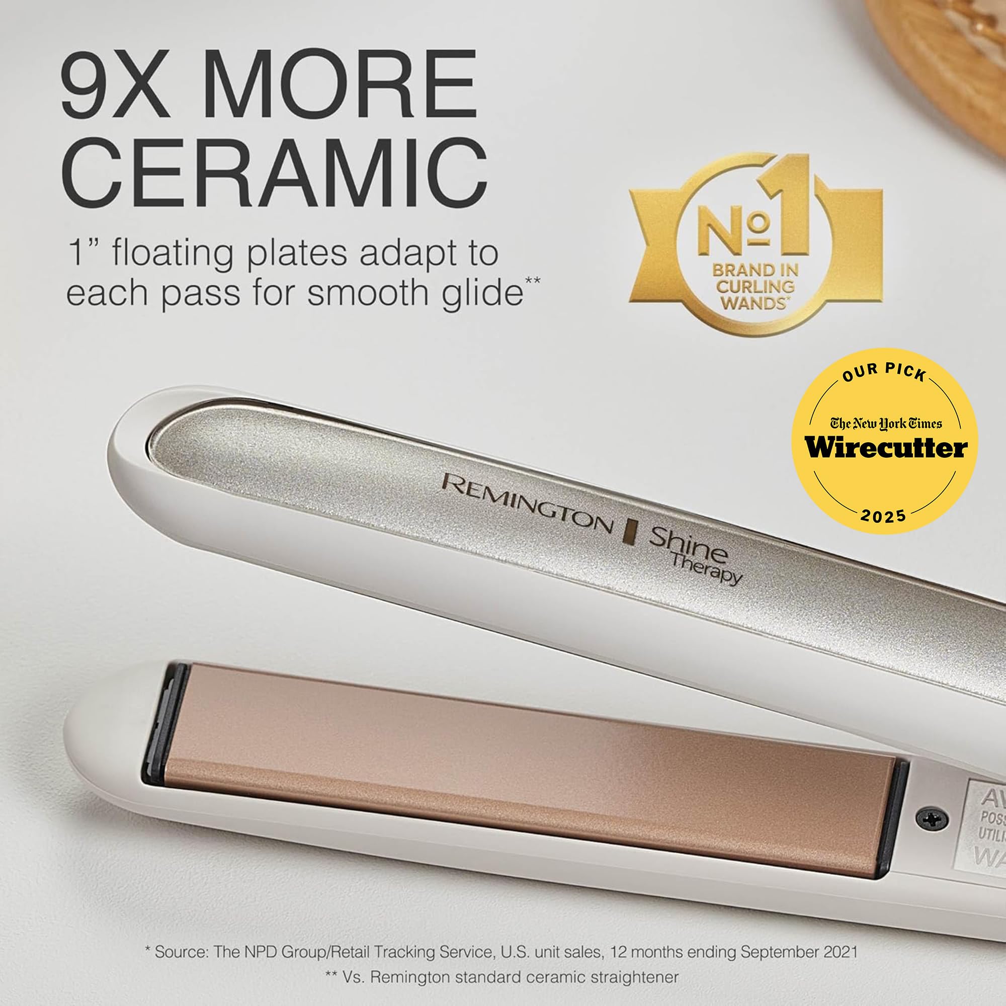 Remington Shine Therapy 1” Flat Iron, Argan Oil & Keratin Plate Hair Straightener