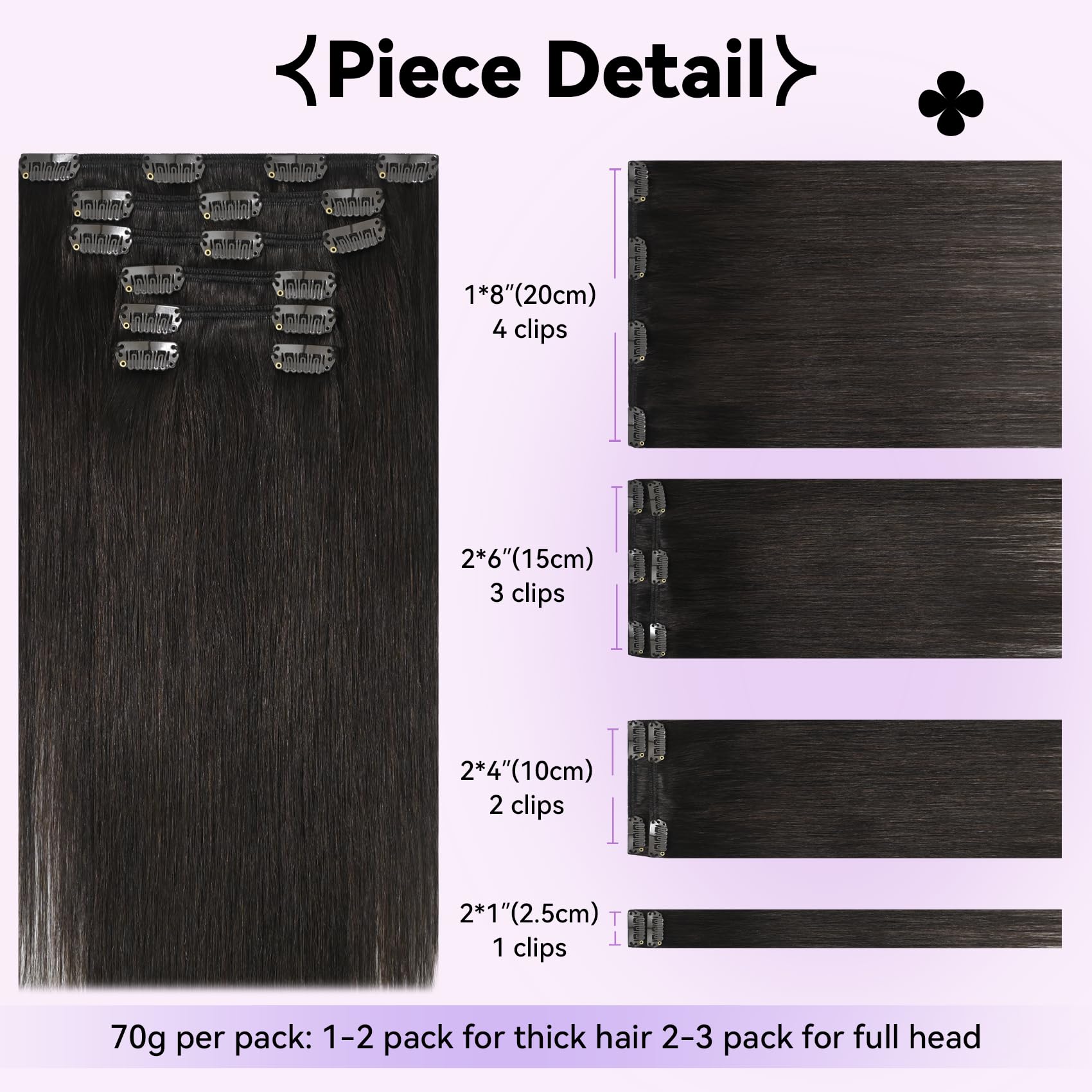 WindTouch Clip in hair Extensions for Women Real Human Hair, Dark Brown Hair Extensions 12 Inch 70g #2, Brown Remy Human Hair Extensions Clip ins for Women, Soft Natural Straight