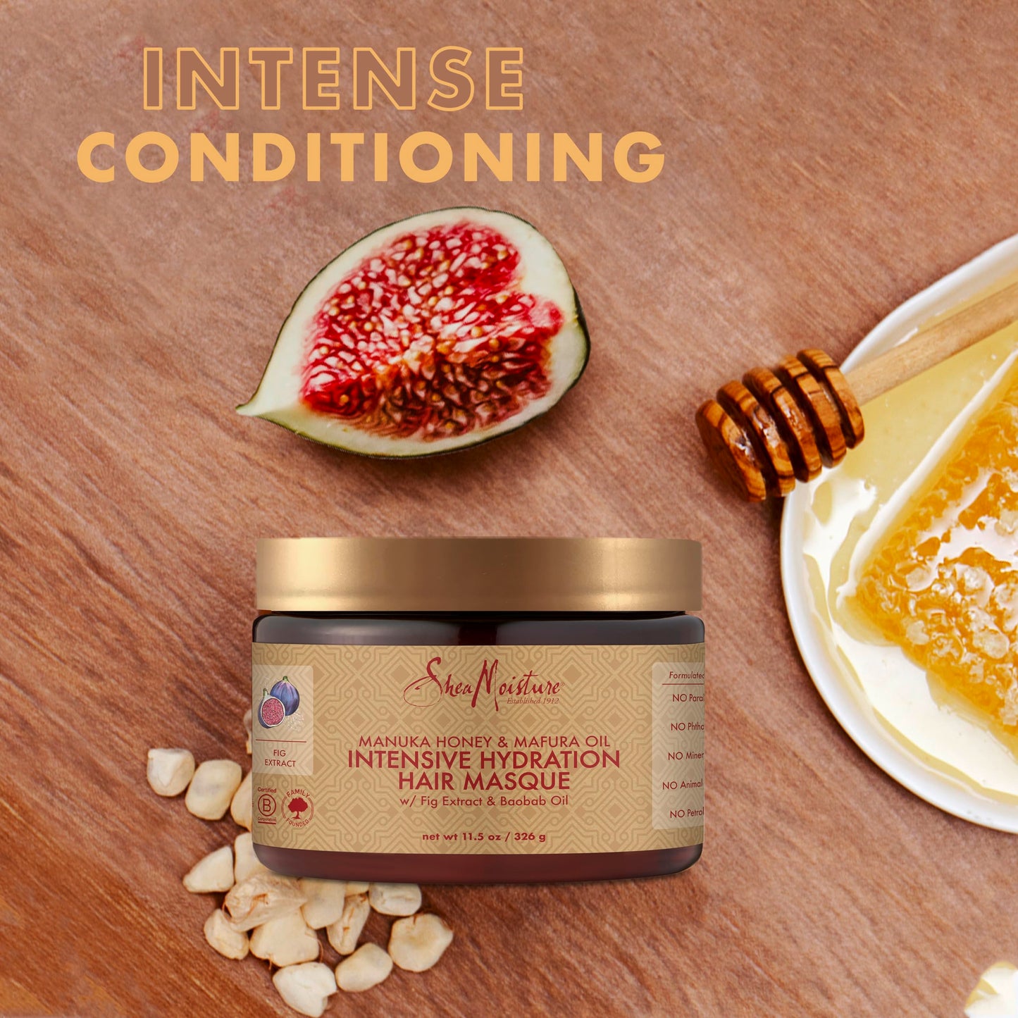 SheaMoisture Intensive Hydration Hair Masque hair treatment for dry, damaged hair Manuka Honey & Mafura Oil deep conditioning treatment with fig extract 326 g